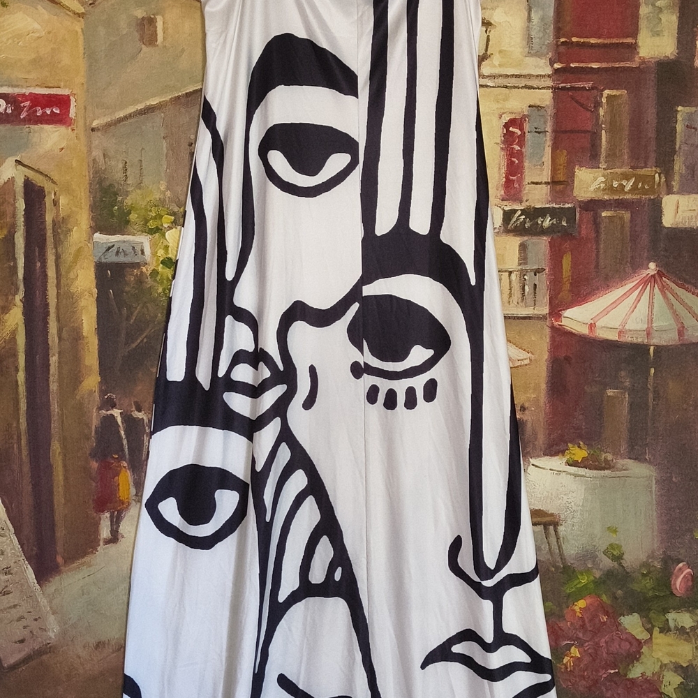 Abstract Black and White Dress - Picture 4 of 5